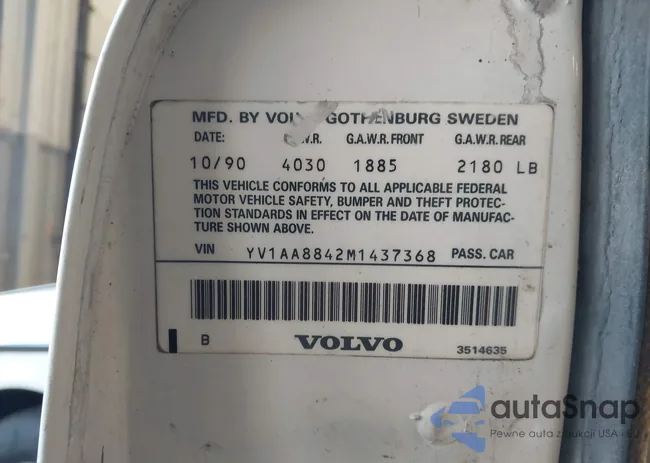 YV1AA8842M1437368: 44021652