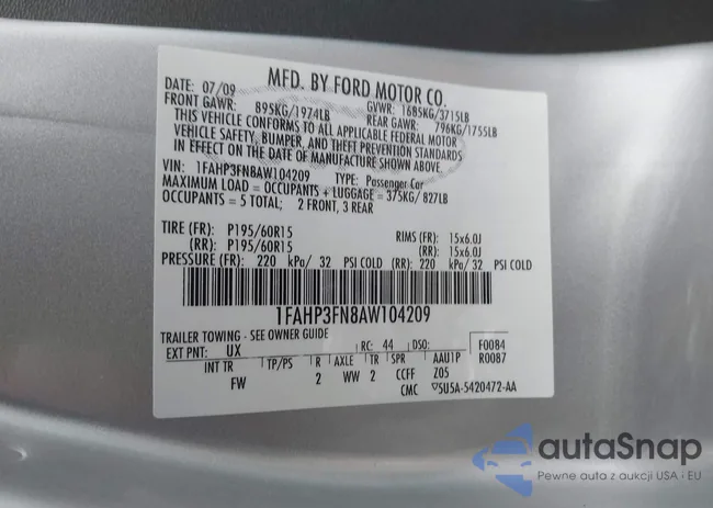 1FAHP3FN8AW104209: 44021848