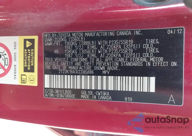 2T2ZK1BA3CC085886: 44021903