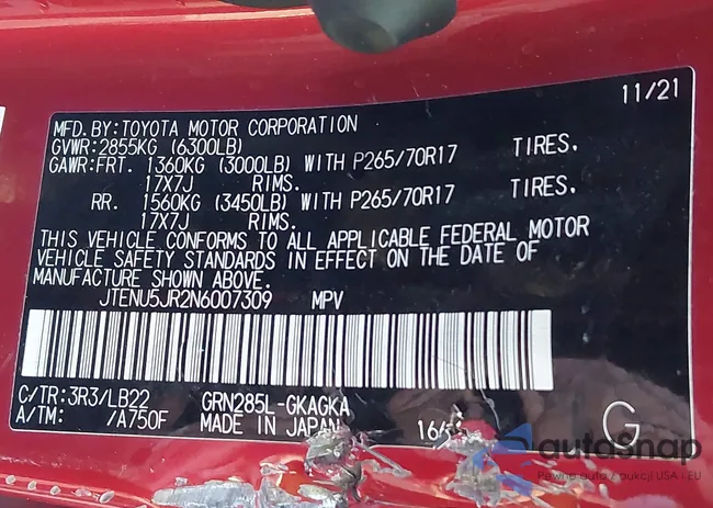 JTENU5JR2N6007309: 44022111