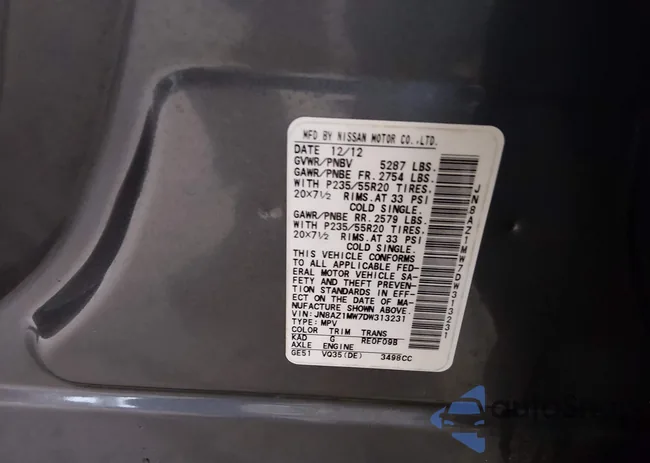 JN8AZ1MW7DW313231: 44022233