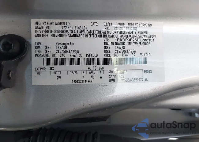 1FADP3F25DL288101: 44021320