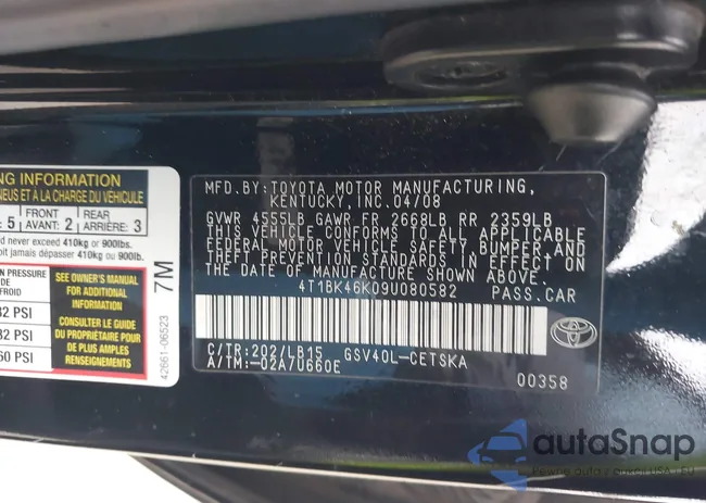 4T1BK46K09U080582: 44022809