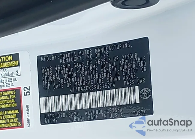 4T1DAACK5SU645204: 44022914