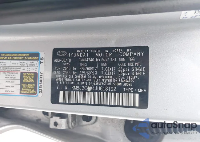 KM8J2CA44JU818192: 44022921