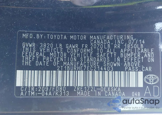 2T1BURHE7EC214403: 44022272