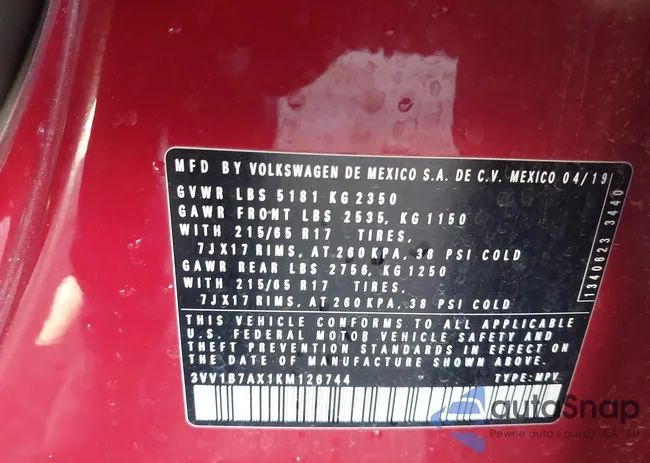 3VV1B7AX1KM126744: 44022603