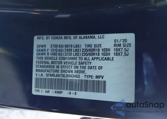 5FNRL6H7XLB043463: 44023777