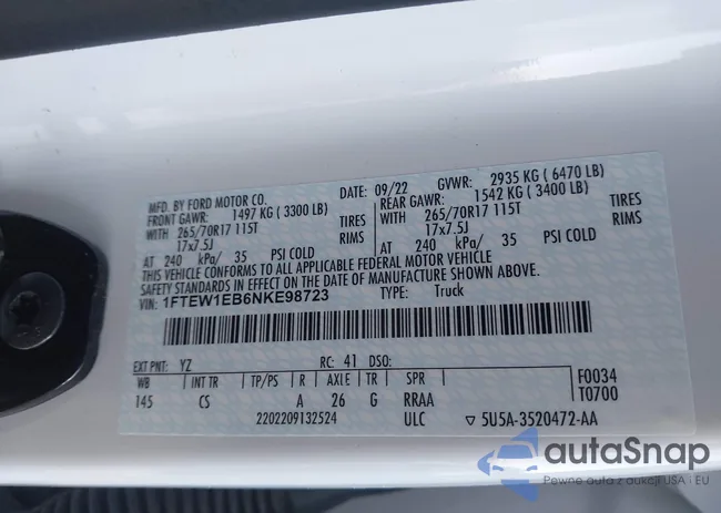 1FTEW1EB6NKE98723: 44023985