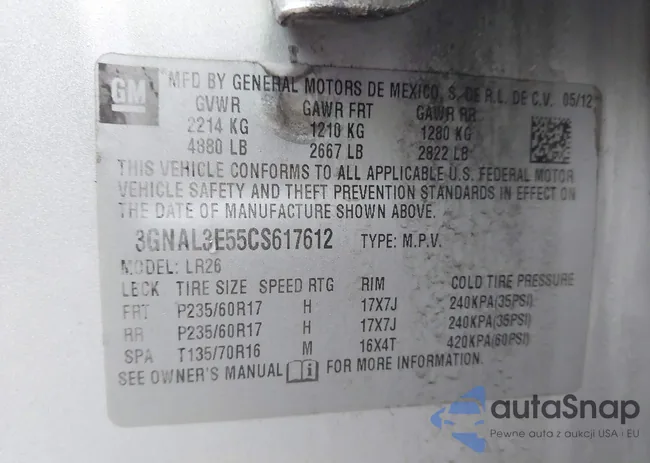 3GNAL3E55CS617612: 44024093