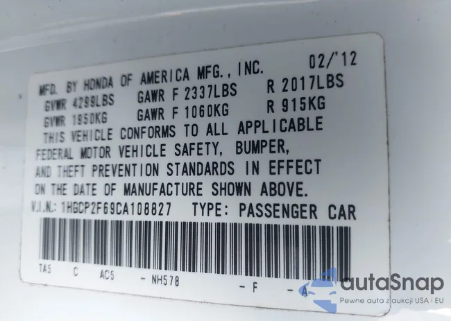 1HGCP2F69CA108827: 44024220