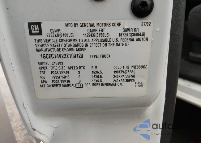 1GCEC14V23Z109729: 44023287