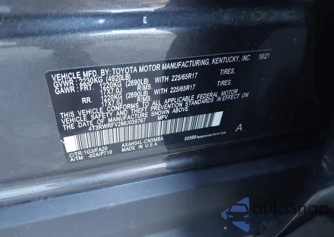 4T3RWRFV2MU039767: 44023578