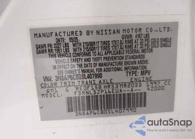 3N8AP6CB0SL407990: 44024675