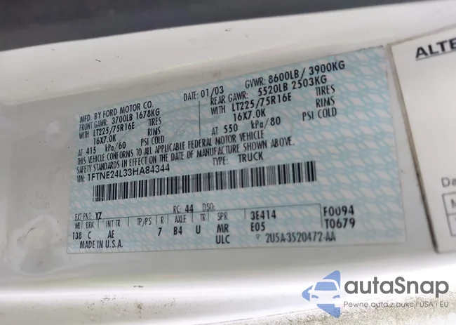 1FTNE24L33HA84344: 44024893