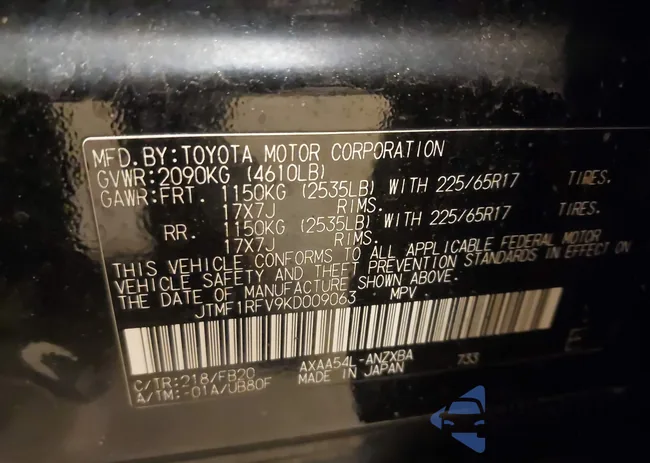 JTMF1RFV9KD009063: 44024936