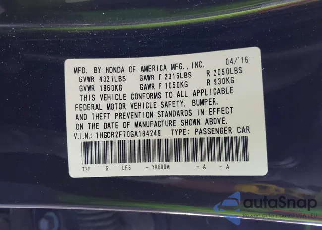 1HGCR2F70GA184249: 44024992