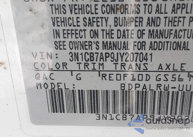 3N1CB7AP9JY207041: 44025020