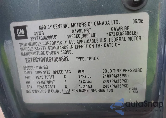 2GTEC19VX61354882: 44025156