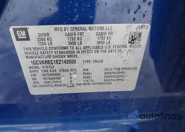 1GCVKREC1EZ142609: 44025226