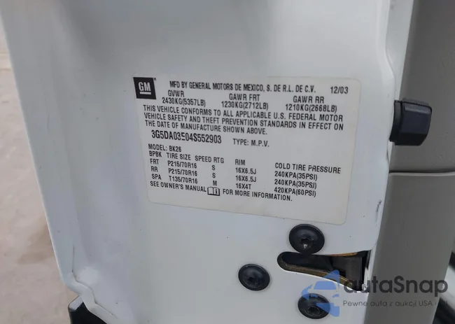 3G5DA03E04S552903: 44024585