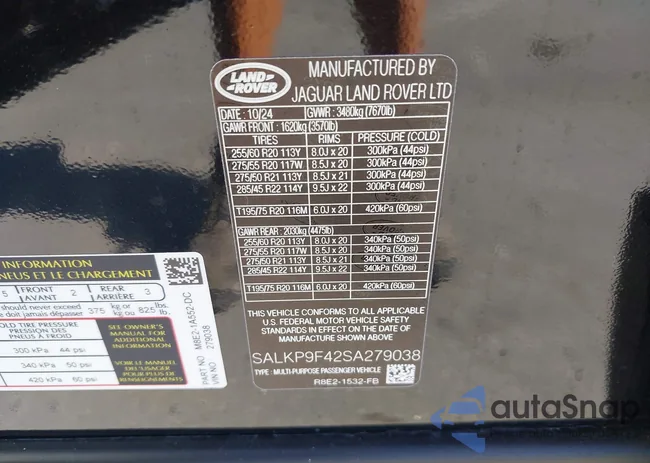 SALKP9F42SA279038: 44024602