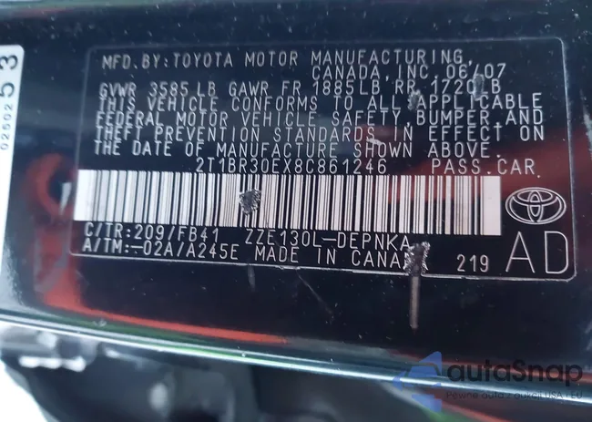 2T1BR30EX8C861246: 44026061