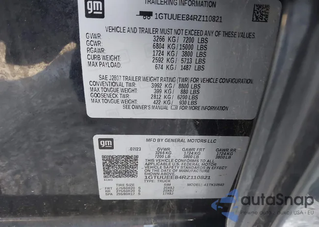 1GTUUEE84RZ110821: 44026081