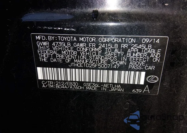 JTHCE1D25F5007147: 44026132