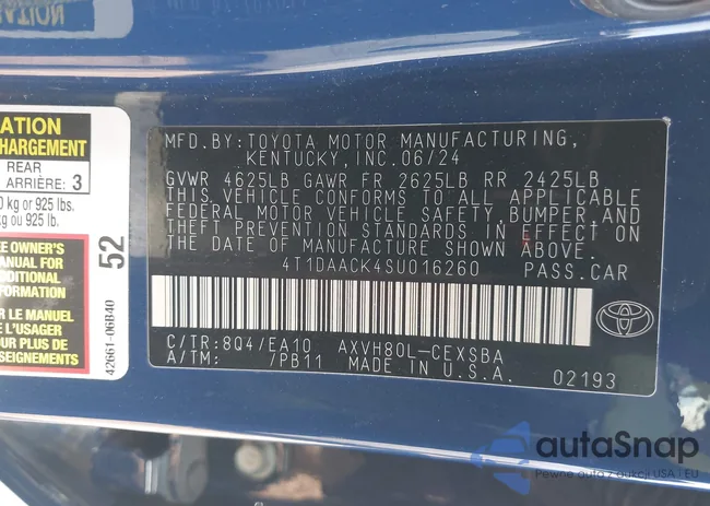 4T1DAACK4SU016260: 44026725