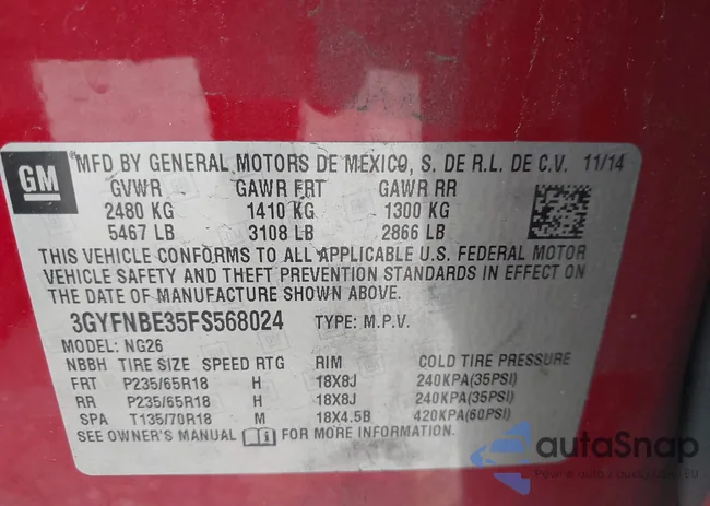 3GYFNBE35FS568024: 44026866