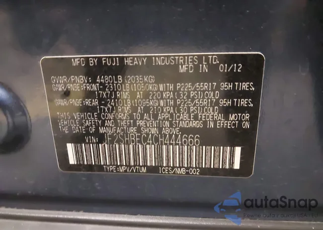 JF2SHBEC4CH444666: 44027068