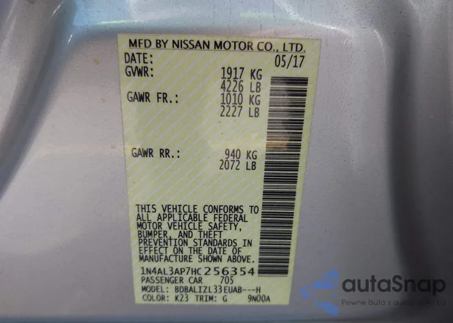 1N4AL3AP7HC256354: 44026287