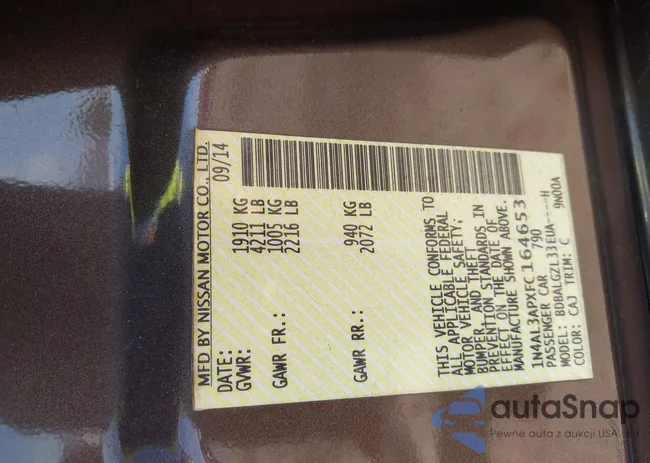 1N4AL3APXFC164653: 44028030