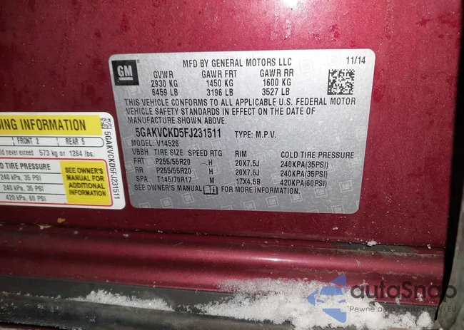 5GAKVCKD5FJ231511: 44028035