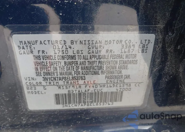 3N1CN7AP8EL853763: 44028141