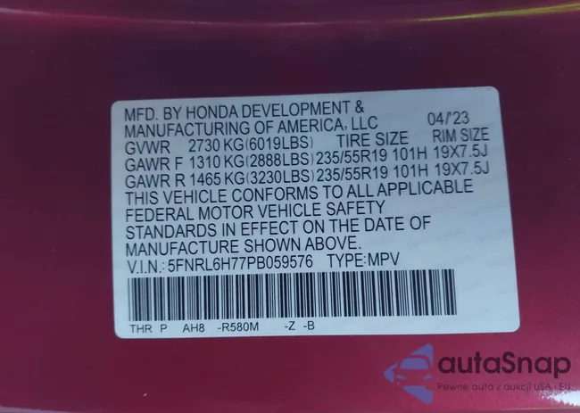 5FNRL6H77PB059576: 44028184