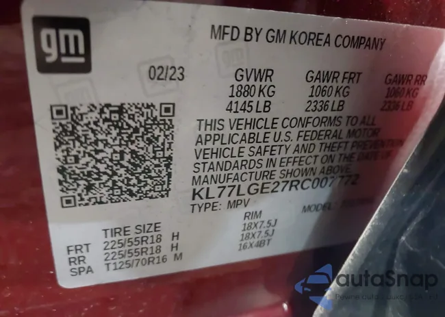 KL77LGE27RC007772: 44027276