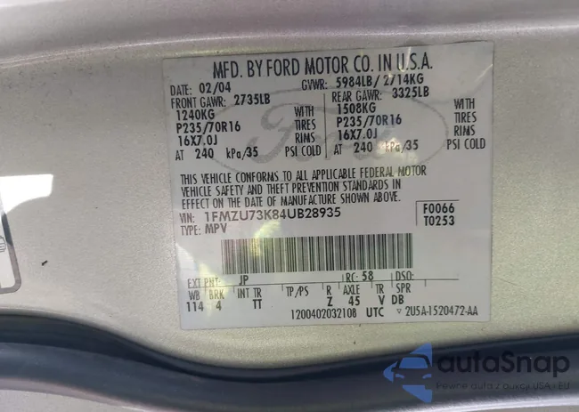 1FMZU73K84UB28935: 44027476