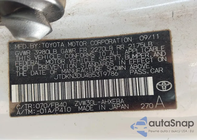 JTDKN3DU4B5319786: 44028807