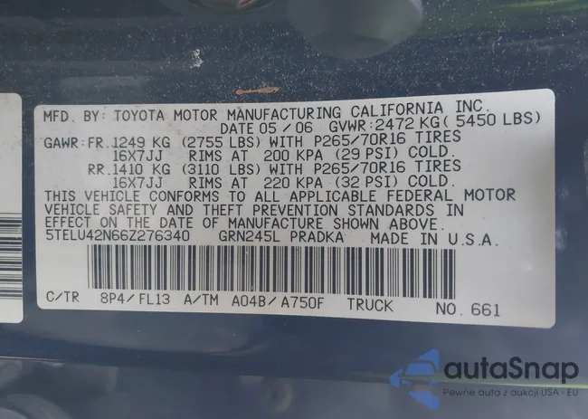 5TELU42N66Z276340: 44028974