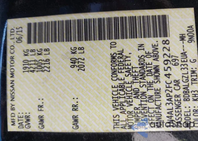 1N4AL3AP2FC459228: 44029020