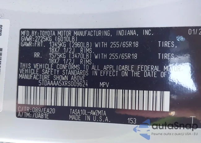 5TDAAAA5XRS009624: 44029058