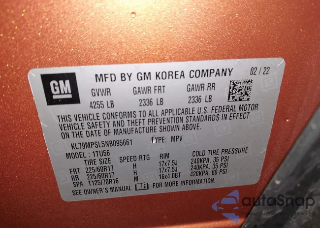 KL79MPSL5NB095661: 44028576