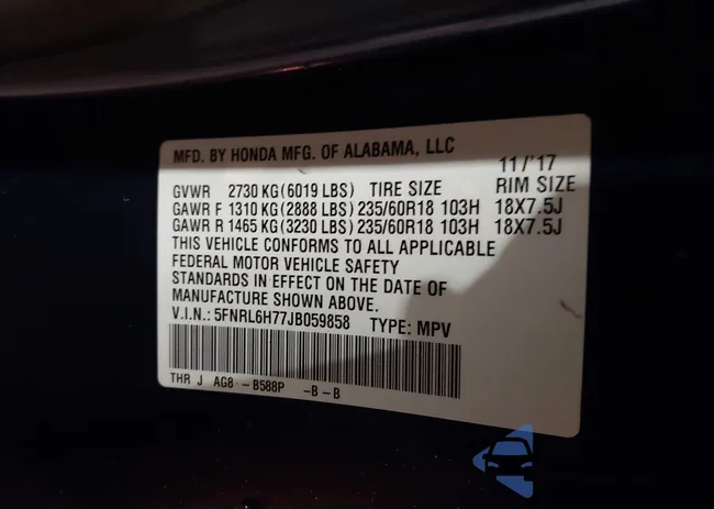 5FNRL6H77JB059858: 44029811