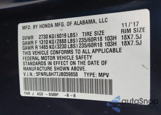 5FNRL6H77JB059858: 44029811