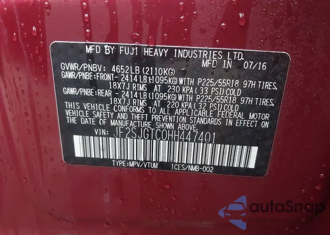 JF2SJGTC0HH447401: 44029855