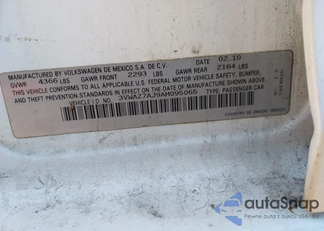 3VWAZ7AJ9AM095065: 44029966