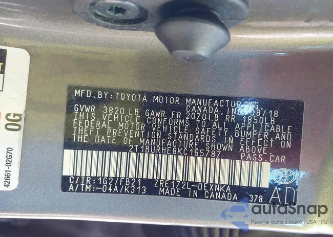 2T1BURHE8KC165787: 44030009