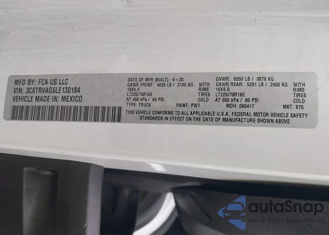 3C6TRVAG6LE130184: 44030118